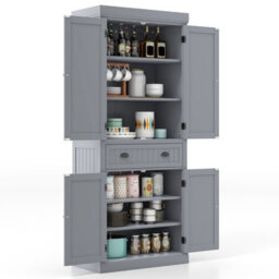 Costway 183Cm Tall Storage Cabinet 2 Doors Display Organizer Freestanding Pantry Cupboard - thumbnail 2