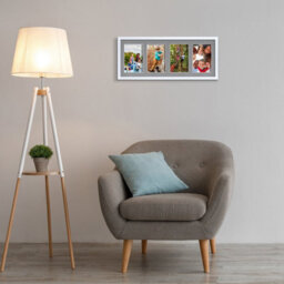 AK Frames 50X20Cm White Sleek Multi Photo Frame With Mid Grey Mount - Holds 4 Apertures (4X) 6X4 Photos - thumbnail 3