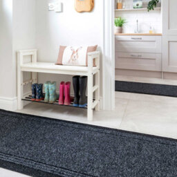 Loomed Dark Slate Grey Hard Wearing Non Slip Cut To Measure Runner Utility Mat 66Cm Wide (2Ft 2In W X 15Ft L) - thumbnail 2