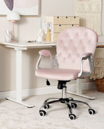 Beliani Desk Chair Princess Velvet Pastel Pink - thumbnail 2