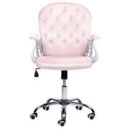 Beliani Desk Chair Princess Velvet Pastel Pink - thumbnail 6
