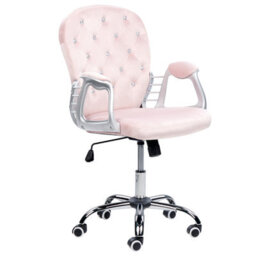 Beliani Desk Chair Princess Velvet Pastel Pink - thumbnail 5