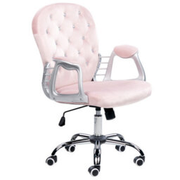 Beliani Desk Chair Princess Velvet Pastel Pink - thumbnail 1