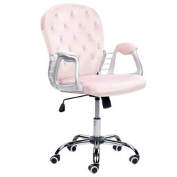 Beliani Desk Chair Princess Velvet Pastel Pink - thumbnail 4