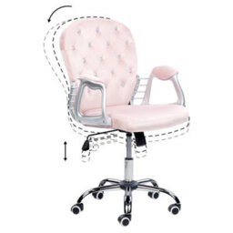 Beliani Desk Chair Princess Velvet Pastel Pink - thumbnail 8
