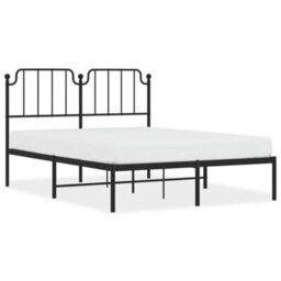 Berkfield Metal Bed Frame Without Mattress With Headboard Black 140X190Cm - thumbnail 2