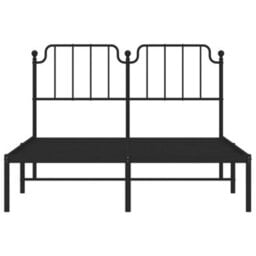 Berkfield Metal Bed Frame Without Mattress With Headboard Black 140X190Cm - thumbnail 5