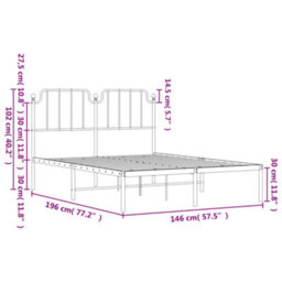 Berkfield Metal Bed Frame Without Mattress With Headboard Black 140X190Cm - thumbnail 9