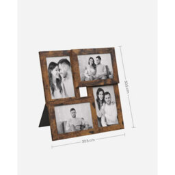 Songmics 4-Photo Wall Frame Set, Collage Picture Display, Family Memory Showcase Collection, Rustic Brown - thumbnail 2
