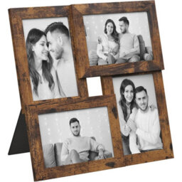 Songmics 4-Photo Wall Frame Set, Collage Picture Display, Family Memory Showcase Collection, Rustic Brown - thumbnail 6