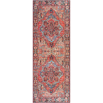 Livabliss Iris-Vintage Red Blue Beige Traditional Boho Living Dining Bedroom Rug 107 X 168 Cm Easy Care, Non Shedding - image 1