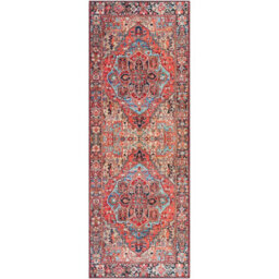 Livabliss Iris-Vintage Red Blue Beige Traditional Boho Living Dining Bedroom Rug 107 X 168 Cm Easy Care, Non Shedding - thumbnail 1
