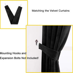 Oxford Homeware Eyelet Velvet Curtains Black Fully Lined Blackout Thermal Insulated Curtains (W)168Cm X (L)213Cm Single Panel - thumbnail 4