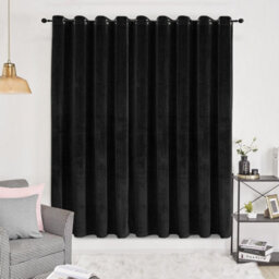 Oxford Homeware Eyelet Velvet Curtains Black Fully Lined Blackout Thermal Insulated Curtains (W)168Cm X (L)213Cm Single Panel - thumbnail 8