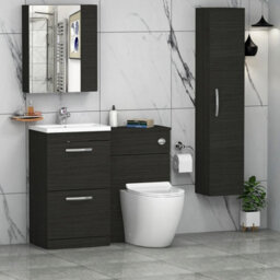 Royal Bathrooms 1000mm Hale Black 2 Drawer Furniture Pack With Mid Edge Basin & Slim Elva Back To Wall Toilet - thumbnail 3