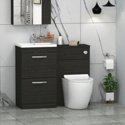 Royal Bathrooms 1000mm Hale Black 2 Drawer Furniture Pack With Mid Edge Basin & Slim Elva Back To Wall Toilet