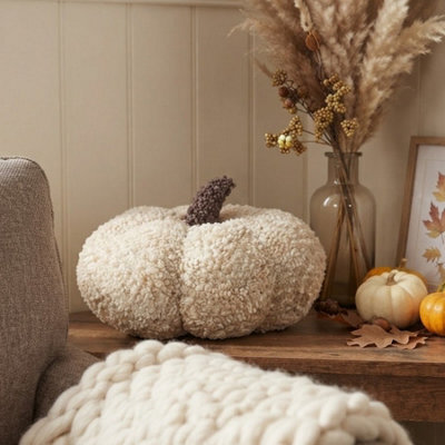 Garden Greatness Neutral Textured Pumpkin Cushion - image 1