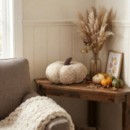 Garden Greatness Neutral Textured Pumpkin Cushion - thumbnail 2