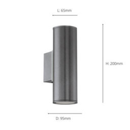 Eglo Riga Grey Metal Ip44 Outdoor Wall Light 2 Light (Inclusive), (D) 6.5Cm - thumbnail 4