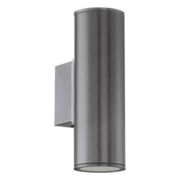 Eglo Riga Grey Metal Ip44 Outdoor Wall Light 2 Light (Inclusive), (D) 6.5Cm - thumbnail 2