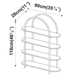 Urbn-Living Urbnliving 118Cm Height 4 Tier Rustic Brown Wooden Shelving Arched Unit Storage Bookcase Display Shelves - thumbnail 4