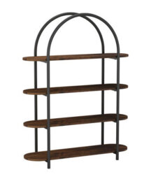 Urbn-Living Urbnliving 118Cm Height 4 Tier Rustic Brown Wooden Shelving Arched Unit Storage Bookcase Display Shelves - thumbnail 3