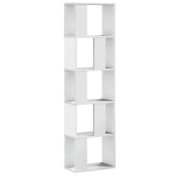 Berkfield Durable Bookcase 5-Tier White 45X23.5X162.5 Cm Engineered Wood