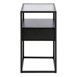 Wyld Haus Wrenna Black Bedside Table With Smoked Tempered Glass Top - thumbnail 7