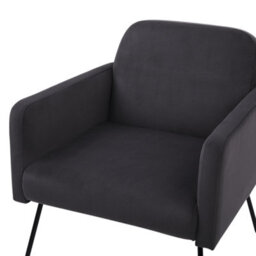Beliani Armchair Grey Velvet With Slender Black Metal Legs Retro - Compact Apartment Fit - thumbnail 6