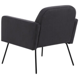 Beliani Armchair Grey Velvet With Slender Black Metal Legs Retro - Compact Apartment Fit - thumbnail 5