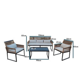 Jack Stonehouse Jsh Wicker Garden Patio Furniture Set With 5 Seater Sofa & Chairs & Coffee Table Padded Cushions - thumbnail 9