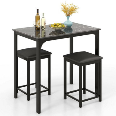 Dining Table Set 3Pcs Modern Kitchen With 2 Upholstered Chairs - image 1