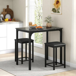 Dining Table Set 3Pcs Modern Kitchen With 2 Upholstered Chairs - thumbnail 6