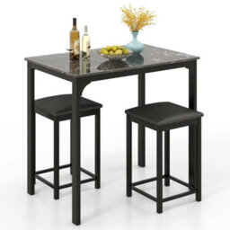 Dining Table Set 3Pcs Modern Kitchen With 2 Upholstered Chairs - thumbnail 1
