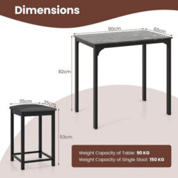 Dining Table Set 3Pcs Modern Kitchen With 2 Upholstered Chairs - thumbnail 2