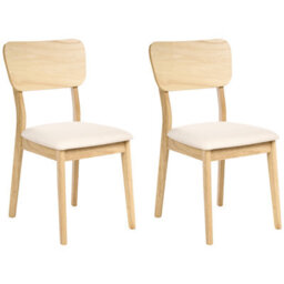 Beliani Set Of 2 Dining Chairs Minier Wood Light Brown/ Beige - thumbnail 1