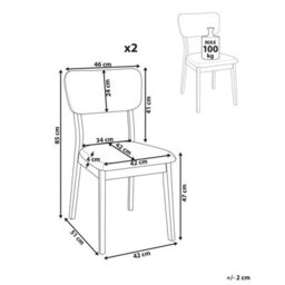 Beliani Set Of 2 Dining Chairs Minier Wood Light Brown/ Beige - thumbnail 3