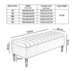 137Cm Paris Striped Ottoman Storage Bench- Plush Velvet Shoe Bench - Pink Upholstery Footstool With Storage - thumbnail 3