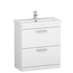 Royal Bathrooms Turin Gloss White 800mm Floor Standing Vanity Unit 2 Drawer With Mid-Edge Basin Sink - thumbnail 6