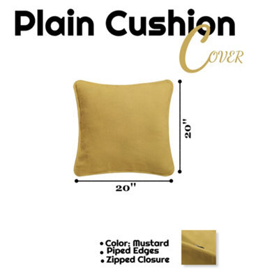 Chilimilii Cushion Covers 100% Cotton Plain Dyed Zip Pipe Edge Home Sofa Decor (50X50 Cm) - image 1