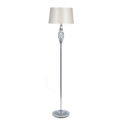 Pacific Lifestyle Tall Living Room Silver Metal Twist Detail Floor Lamp