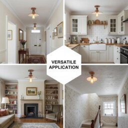 Vintage Flush Mount Ceiling Light E27 With 22Cm Copper Shade Easy Fit Durable Metal Industrial Ceiling Lighting Fixtures - thumbnail 8