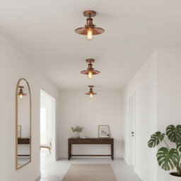 Vintage Flush Mount Ceiling Light E27 With 22Cm Copper Shade Easy Fit Durable Metal Industrial Ceiling Lighting Fixtures - thumbnail 6