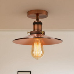 Vintage Flush Mount Ceiling Light E27 With 22Cm Copper Shade Easy Fit Durable Metal Industrial Ceiling Lighting Fixtures - thumbnail 5