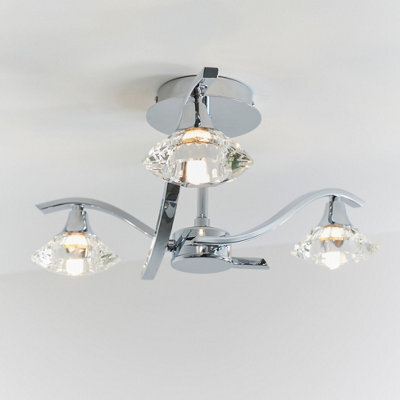 Anson Lighting Worland 3Lt Semi Flush Light Finished In Chrome Plate And Clear Crystal - image 1