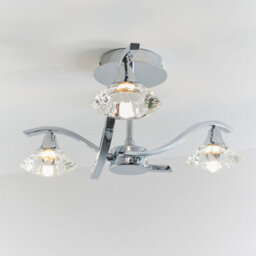 Anson Lighting Worland 3Lt Semi Flush Light Finished In Chrome Plate And Clear Crystal