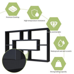 Black Bookcase Shelves White Wall Mounted Space Saving Floating Display Home - thumbnail 4