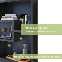 Black Bookcase Shelves White Wall Mounted Space Saving Floating Display Home - thumbnail 6