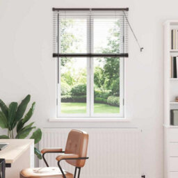 Walplus Window Blind With Curtains Manual Black Aluminium