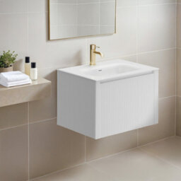 Plum&clay Zion Fluted White Wall Hung Drawer Vanity Unit & Basin Set (W)600mm - thumbnail 2